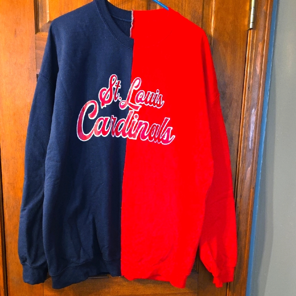 Red and Blue Crewneck Sweater with Logo